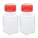 Ver imagem 1 de Kit 2 Saleiros de Mesa Vidro Borossilicato 80ml Lyor Porta Sal Dosador Tampa Plástica Vermelha