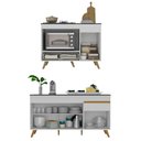 Ver imagem 5 de Kit Balcão Cozinha para Cooktop/forno 105cm e Gabinete Pia 150cm Retrô Veneza Multimóveis Mp2288
