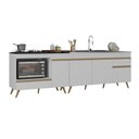 Ver imagem 1 de Kit Balcão Cozinha para Cooktop/forno 105cm e Gabinete Pia 150cm Retrô Veneza Multimóveis Mp2288