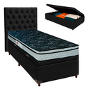 Ver imagem 1 de Cama + Bau Preto e Colchão D28 Solteiro - Conforto Paropas + Cabeceira