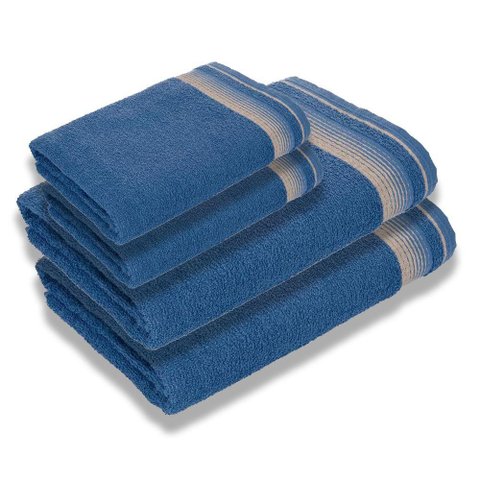 Jogo com 4 Toalhas Luxury Soft Beka 360 G-m² 2 Banho + 2 Rosto Luxo Azul