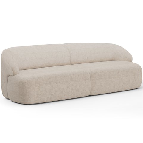 Sofá 3 Lugares Curvo Orgânico para Sala Living 220cm Barolo L06 Linho Bege - Lyam Decor
