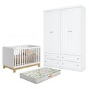 Ver imagem 1 de Berço Americano Mini Cama Q Encanto Slim Branco Acetinado - Qmovi e Guarda Roupa Infantil Americano