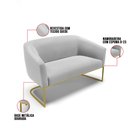 Ver imagem 4 de Sofá Namoradeira 2 Lugares Base Industrial Dourado Stella Suede D03 - D’Rossi Cinza
