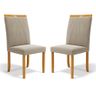 Kit com 2 Cadeiras Maiara Madeira Maciça Estofadas para Mesa de Jantar Veludo Bege 102 - 1