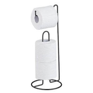 Suporte Papel Higiênico de chão Porta Rolo Extra Aço Preto
