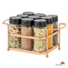 Porta Temperos Condimentos 9 Potes Vidro Suporte Rosê Gold - 1