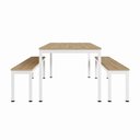 Ver imagem 2 de Mesa Cozinha e Refeitório 180cm x 90cm Pés Metal com 2 Bancos F5 Office Cor:Macadâmia com Branco