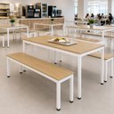 Ver imagem 6 de Mesa Cozinha e Refeitório 180cm x 90cm Pés Metal com 2 Bancos F5 Office Cor:Macadâmia com Branco