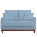 Ver imagem 1 de Kit Sofa Sena 2 e 3 Lugares Base de Madeira para Sala Hotel Linho Creme