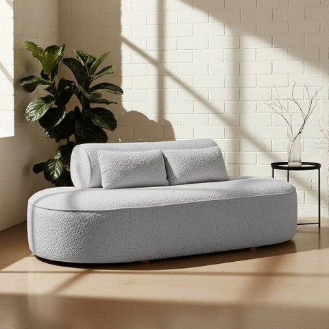 Sofá Orgânico Horizonte 3 Lugares 180cm Bouclé Cinza Claro - Nexta Casa