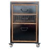 Gaveteiro para Escritório de Madeira e Ferro com 3 Gavetas - Decoração Industrial - Preto e Imbuia - 1