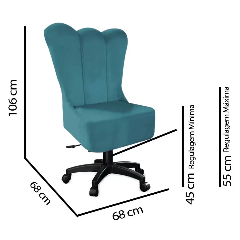 Kit Maca Estética 60cm com Cadeira Mocho Giratória e Escadinha Suede Azul Turquesa - 4
