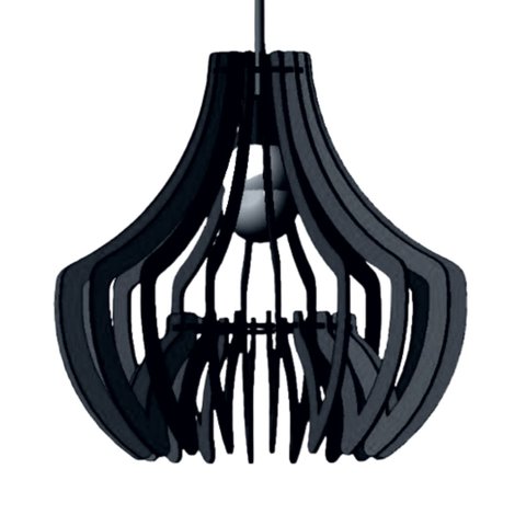 Luminária Teto tipo Pendente OÁSIS MDF - Completa - Cor: Preta