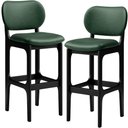 Ver imagem 1 de Kit 2 Banquetas Alta Bar Cozinha Sala Jantar Fixa Betta L02 Preto Facto Verde Musgo - Lyam Decor