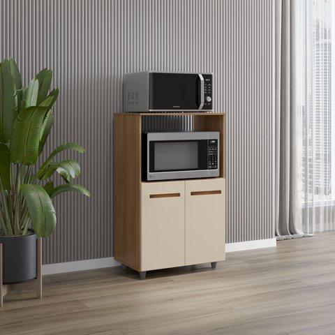 Amário Multiuso Tais 60cm 2 Portas 1 Nicho para Microondas - Savana/off White Móblis