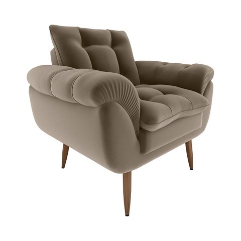 Poltrona Decorativa Xangai 1 Lugar Veludo Marrom Claro - Matrix