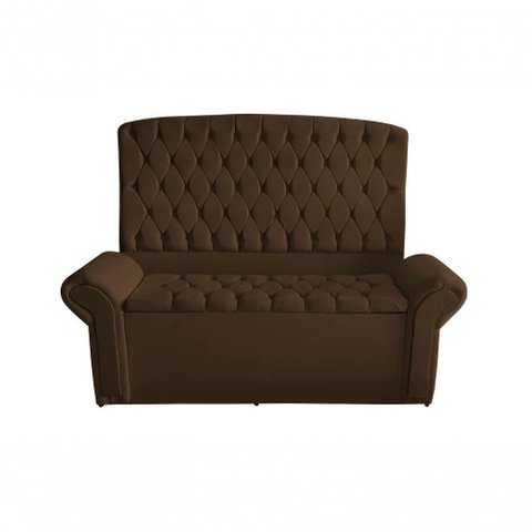 Kit Dubaí Cabeceira de Cama Box Casal e Recamier Baú 140 Cm Suede Marrom do Lar Móveis