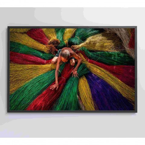 Quadro Artesão Secando Tapetes Tradicionais Medidas 90x60 Cm Impressão Adesivo Fotográfico