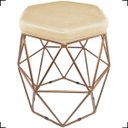 Ver imagem 2 de Puff Decorativo Para Sala Penteadeira E Recepção Aramado Bronze Bege Suede Hexâgono Geométrico