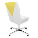 Ver imagem 2 de Kit 02 Cadeira Ana Giratória Metal Com Rodízio Suede Branco E Corino Amarelo