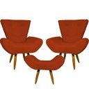 Ver imagem 1 de Kit 2 Poltronas Decorativas Para Sala Recepção Escritório Consultório + Puff Emilia Suede