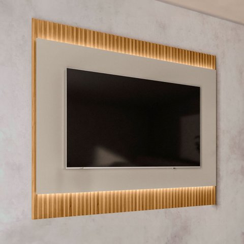 Painel para Tv até 70 Polegadas São Paulo 1.8 Ripado com Led Tauari/off White - Linea Brasil