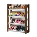 Ver imagem 5 de Sapateira Vertical Organizador de Sapatos com 4 Prateleiras: Branco com Nogal