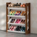 Ver imagem 2 de Sapateira Vertical Organizador de Sapatos com 4 Prateleiras: Branco com Nogal