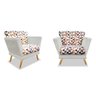 Kit 2 Poltrona Cadeira Decorativa Isabela Estampada com Pé Palito para Sala de Estar Corano Bege - B - 1