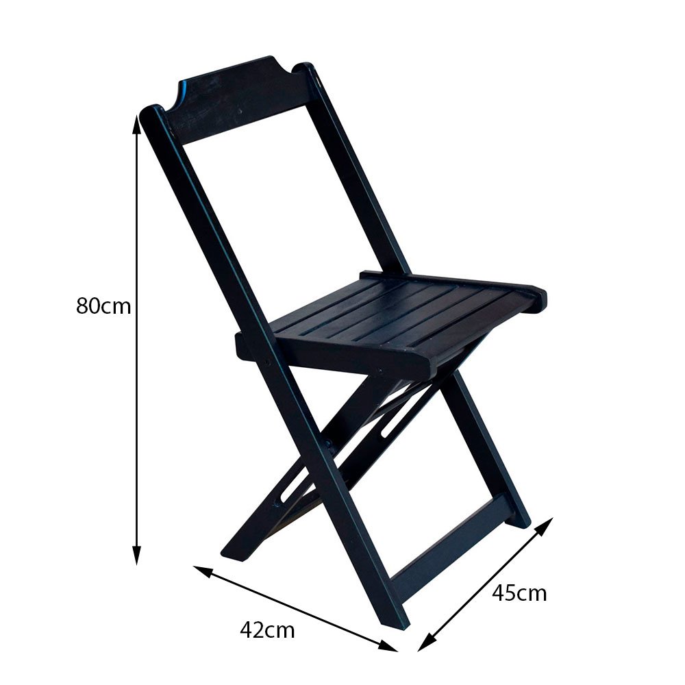 Conjunto de Mesa com 4 Cadeiras de Madeira Dobravel 60x60 Ideal para Bar e Restaurante - Preto - 3