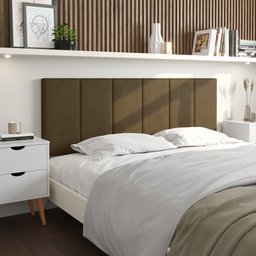 Cabeceira Painel Estofada Para Cama Queem 1,60x54:Marrom - 2