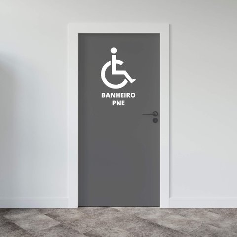Adesivo de Porta Banheiro PNE Pessoas com Necessidades Especiais Sem Fundo Fácil Aplicação Kanto Sto