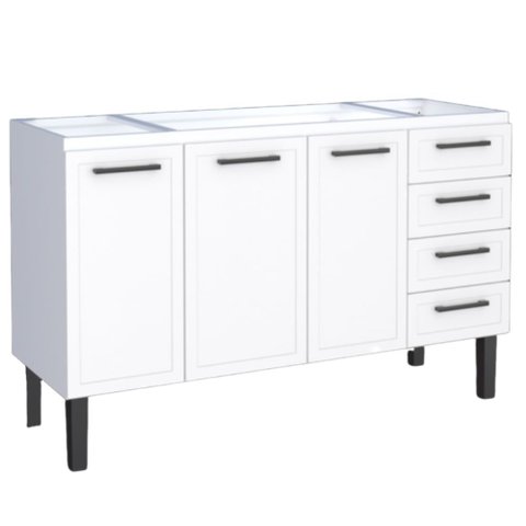 Gabinete de Cozinha Juno Branco em Aço com 4 Gavetas para Pias de 1,50 Metros - P89591 - Cozimax Gab