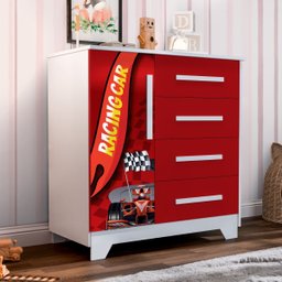 Cômoda Infantil Meninos Mdf de Alta Qualidade e Design Carro:vermelho - 2