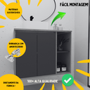 Ver imagem 2 de Gabinete de Banheiro Suspenso 70cm 2 Portas 1 Nicho Preto e Freijó