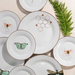 Prato para Sobremesa Borboleta Porcelana Cerâmica 19cm - 4