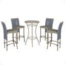 Ver imagem 1 de Mesa Bistrô e 4 Banquetas Roma Fendi Corda Estofado 8 Trama Prata