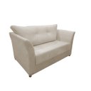 Ver imagem 2 de Namoradeira Decorativa Isis Couro Bege Pés Madeira Ms Decor