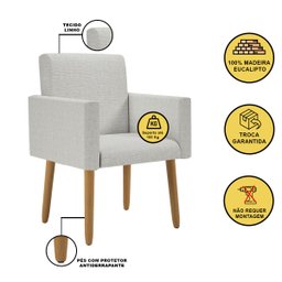 Poltrona Decorativa - Cadeira Escritório Linho Black Friday Cor:linho Cinza Claro - 2