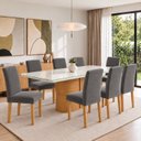 Ver imagem 1 de Conjunto Sala de Jantar 8 Lugares Retangular Tampo Vidro/MDF 200x90cm Mesa Diana e Cadeiras Espanha