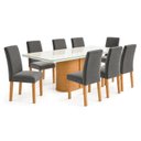 Ver imagem 2 de Conjunto Sala de Jantar 8 Lugares Retangular Tampo Vidro/MDF 200x90cm Mesa Diana e Cadeiras Espanha