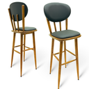 Ver imagem 1 de Cadeira Alta Madeira Torneada Estofada - 83cm Natural