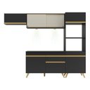 Ver imagem 3 de Armário De Cozinha 252cm Com Leds Multimóveis Preto/dourado