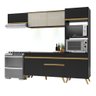 Armário De Cozinha 252cm Com Leds Multimóveis Preto/dourado - 2