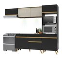Ver imagem 2 de Armário De Cozinha 252cm Com Leds Multimóveis Preto/dourado
