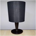 Ver imagem 3 de Abajur Base de Madeira e Cúpula de Tecido E27 Branca ou Preta Produto Preto