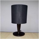 Ver imagem 1 de Abajur Base de Madeira e Cúpula de Tecido E27 Branca ou Preta Produto Preto