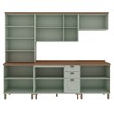 Ver imagem 3 de Cozinha Completa Iluminata 12 Portas 3 Gavetas com Vidro 100% MDF Mint/Ébano - Genialflex