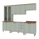 Ver imagem 2 de Cozinha Completa Iluminata 12 Portas 3 Gavetas com Vidro 100% MDF Mint/Ébano - Genialflex